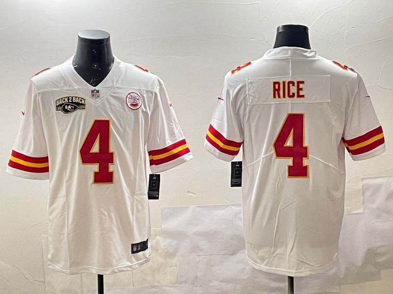 Men Kansas City Chiefs #4 Rice White Second generations 2025 Nike Limited NFL Jersey style 4